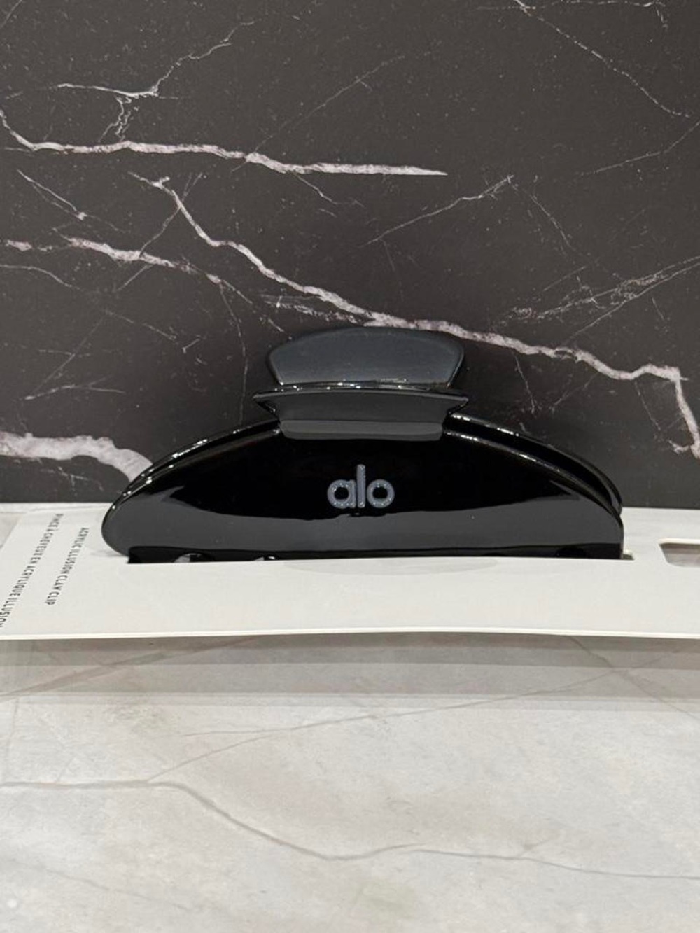 ALO Yoga Black Gloss Hair Clip with Logo
